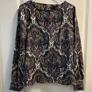 J. Crew Paisley Purple Blouse sz Medium